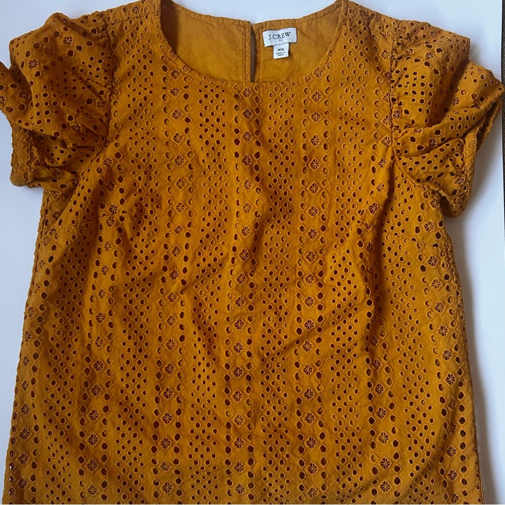 J crew short sleeve dress shirt size XS mustard‎ yellow